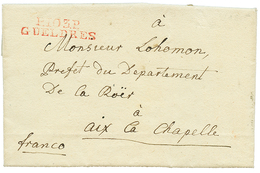 298 An 13 P.103.P GUELDRES Rouge Sur Lettre Avec Texte Daté "BIRTEN" Pour AIX LA CHAPELLE. - 1792-1815: Veroverde Departementen