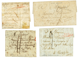 314 4 Lettres Avec Textes Datés : ARM. D'ALLEMAGNE N°1(1809 VIENNE) , N°3 (1812 BAR En POMMERANIE), N°17 (1800 AUSBOURG) - Marques D'armée (avant 1900)