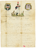 328 1813 Lettre Illustrée écrite De COURBEVOIE Le 15 Juin 1813 Ornée D'une Vignette Centrale Avec Portrait De L' EMPEREU - Legerstempels (voor 1900)