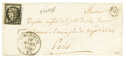 353 1849 20c(n°3) Pd Obl. Grille + Cursive 9 PLANCY + T.13 MERY-S-SEINE + OR Sur Lettre Avec Texte Daté "CHAMPFLEURY Par - 1849-1850 Cérès