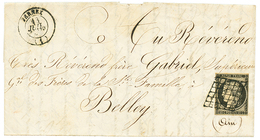 354 AIN : 1849 20c Noir(n°3) Obl. Grille + T.15 FERNEX Sur Lettre Avec Texte Pour BELLEY. TB. - 1849-1850 Ceres