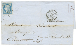 359 1852 25c CERES(n°4) Obl. Etoile + Cachet 1er PARIS 10 Sur Lettre Pour LA ROCHELLE. Superbe. - 1849-1850 Cérès