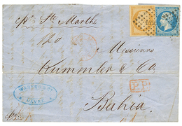 373 "Tarif BATIMENT De COMMERCE à 30c Pour Le BRESIL" : 1860 10c(n°13) + 20c(n°14) TTB Margés Obl. PC 1495 + "P. STE MAR - 1853-1860 Napoléon III