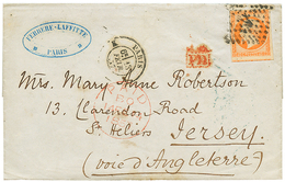 387 1857 40c(n°16) TB Margé Obl. Sur Lettre De PARIS Pour JERSEY. Superbe Cachet D' Arrivée Au Verso. TB. - 1853-1860 Napoleon III