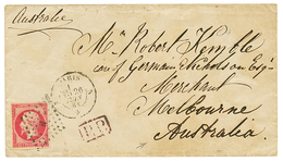 389 1861 80c(n°17) TB Margé Obl. Sur Enveloppe De PARIS Pour MELBOURNE AUSTRALIE. Destination Rare Avec émission NON DEN - 1853-1860 Napoléon III.