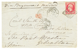 399 "Destination MAROC" : 1867 80c(n°24) Obl. GC 2240 + MARSEILLE + GIBRALTAR Sur DEVANT De Lettre Pour Le CONSUL ANGLAI - 1863-1870 Napoléon III Lauré