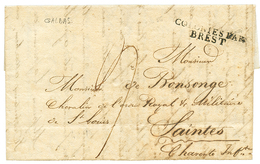 515 1823 COLONIES PAR BREST Sur Lettre Avec Texte Daté "GALBAS" Pour SAINTES. RARE Origine. TTB. - Maritieme Post