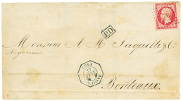 528 CUBA - French Mail : 1863 80c(n°17) TTB Margé Obl. ANCRE + Très Rare Cachet CUBA LOUISIANE Sur Lettre De SANTIAGO DE - Poste Maritime