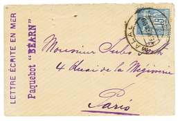 548 1899 15c SAGE Obl. MALAGA + Cachet Rare LETTRE ECRITE EN MER/ PAQUEBOT "BEARN" Sur Env. Pour PARIS. TTB. - Maritime Post