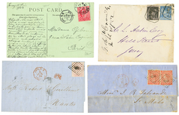 549 1866/1908 Lot 4 Lettres Avec Défauts Des ILES ANGLO-NORMANDES Dont PC 3176 Et 1441 Sur GB. A Voir. - Maritieme Post