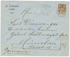 562 "CANDIA" : 1902 LEVANT 1P S/ 25c Obl. CANDIE CRETE Sur Enveloppe Commerciale Pour MUNCHEN. TTB. - Autres & Non Classés