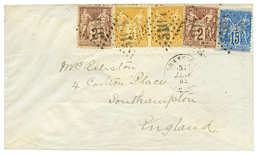 592 SHANGHAI : 1882 SAGE 2c(x2) + 3c Jaune(x2) + 15c Obl. GC 5104 + SHANGHAI CHINE Sur Enveloppe Pour L' ANGLETERRE. Com - Other & Unclassified