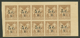 676 REUNION : 5c S/ 30c (n°7) Bloc De 10 Neuf Avec Gomme ** (3 Timbres *). Signé SCHELLER). - Sonstige & Ohne Zuordnung