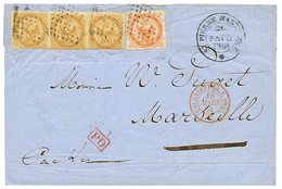 702 1864 AIGLE 10c Bande De 3 + 40c TTB Margé Obl. Losange Muet + ST PIERRE MARTINIQUE Sur Lettre Pr La FRANCE. TB. - Andere & Zonder Classificatie