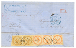 703 1864 AIGLE 10c(x2) + 40c(x3) Obl. MQE + MARTINIQUE ST PIERRE Sur Lettre Pour La FRANCE. Double Port Voie Anglaise à  - Sonstige & Ohne Zuordnung