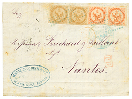 707 REUNION : 1861 AIGLE Paire 10c + Paire 40c Sur Lettre Avec Texte (incomplet)de ST DENIS Pour NANCY. TB. - Autres & Non Classés