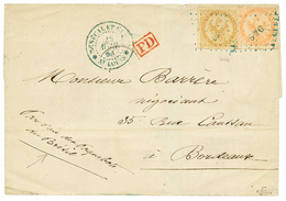 712 SENEGAL : 1866 AIGLE 10c + 40c Obl. SNG Sur Lettre De ST LOUIS Pour La FRANCE. Signé BRUN. TTB. - Andere & Zonder Classificatie