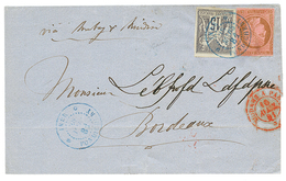 829 1881 CG 10c CERES + 15c SAGE Gris TTB Margé Obl. INDE PONDICHERY Sur Lettre Pour BORDEAUX. TB. - Other & Unclassified