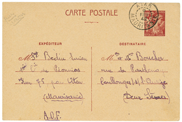 849 1942 Carte Inter Zone 80c IRIS Daté "Km 75" Obl. ATAR MAURITANIE Pour La FRANCE. RARE. Superbe. - Autres & Non Classés