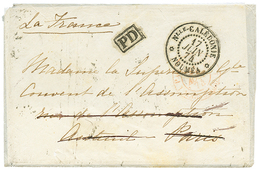 853 1874 NLLE CALEDONIE NOUMEA + PD Encadré Sur Lettre Pour PARIS. Port PAYE En NUMERAIRE. Superbe. - Andere & Zonder Classificatie