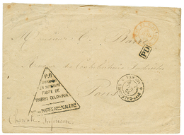 855 "PENURIE De TIMBRES" : 1876 Cachet Provisoire Triangulaire Sur Enveloppe Pour La FRANCE. Rare. TB. - Autres & Non Classés