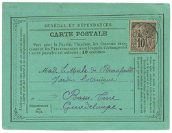 891 "SENEGAL Pour La GUADELOUPE - CARTE PRECURSEUR" : CG 10 Obl. SENEGAL Sur CARTE PRECURSEUR Spéciale (verte) Pour Le J - Sonstige & Ohne Zuordnung