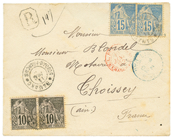 894 1891 CG 10c(x2) + 15c(x2) Obl. BAMAKO SOUDAN FRANCAIS Sur Enveloppe RECOMMANDEE Pour La FRANCE. Trés RARE. Pièce Du  - Autres & Non Classés