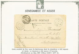 902 1904 DORI SENgie NIGER + KAYES SOUDAN Sur Carte De Militaire Taxée Pour La MARTINIQUE. RARE. TB. - Autres & Non Classés