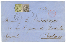 913 TAHITI : 1887 CG 25c + 1F Obl. PAPETE TAITI Sur Enveloppe RECOMMANDEE Pour La FRANCE. TTB. - Autres & Non Classés