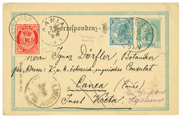 924 1904 AUSTRIA P./Stat 5h + 5h(with Variety Of Printing) To CANEA Taxed On Arrival With 10l CRETE POSTAGE DUE. SCARCE. - Other & Unclassified