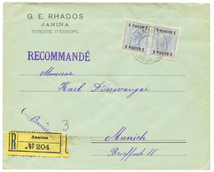 954 "JANINA" : 1907 1P(x2) Canc. JANINA On REGISTERED Envelope To GERMANY. Vvf. - Oriente Austriaco