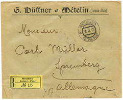 961 "METELINO" : 1906 20p Block Of 4 Canc. METELINO On Reverse Of REGISTERED Envelope To GERMANY. Vf. - Oriente Austriaco