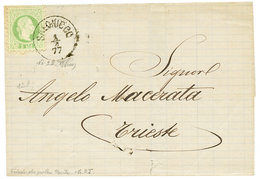 975 1877 3 Soldi(n°2I) Canc. SALONICCO On Cover To TRIESTE. Rare Printed-matter Rate. Superb. - Levante-Marken