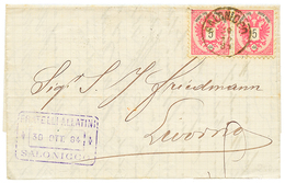 977 1884 5 Soldi(x2) Canc. SALONICCO On Entire Letter To ITALY. Superb. - Oostenrijkse Levant
