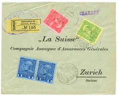 982 1912 10p + 20p +1P(x2) Canc. SALONICH II On REGISTERED Envelope To SWITZERLAND. Vvf. - Oostenrijkse Levant