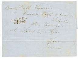 989 "SERRES" : 1854 SERRES/AGO.20 On Entire Letter To SYRA. Verso, Superb Cachet SALONICH/30.AOUT. Vvf. - Levant Autrichien