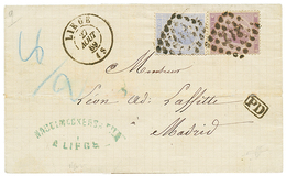 998 1869 1F Mauve + 20c Blue Canc. 217 + LIEGE On Cover To MADRID (SPAIN). Vvf. - Andere & Zonder Classificatie