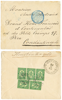 1008 BULGARIA : 1889 2 Covers To CONSTANTINOPLE With 25c + Blue Negativ Cachet (scarce) And 5c(x5) Canc. BUR. AMBULANT T - Sonstige & Ohne Zuordnung