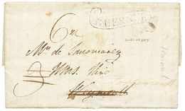 1018 1820 Scroll GUERNESEY On Entire Letter From GUERNESEY To "H.M.S HIND" WEYMOUTH. Vf. - Other & Unclassified