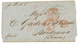 1024 British P.O - VENEZUELA : 1871 CIUDAD BOLIVAR PAID In Red + "8d" Tax Marking On Entire Letter To FRANCE. Vf. - Andere & Zonder Classificatie