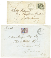 1029 CONSTANTINOPLE British P.O : 1885/87 2 Covers With 80p On 5d Green Canc. Killer C And 80p On 5d Violet Canc. BRITIS - Sonstige & Ohne Zuordnung