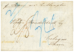 1044 NUEVA MEHLEM (URUGUAY): 1861 SEEBRIEF PER ENGLAND UND AACHEN In Red (verso) On Entire Letter From "NUEVA MEHLEM" Vi - Autres & Non Classés