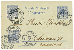 1049 1901 GERMANY P./Stat 2pf + GERMANY 2pf(x2) Canc. PEKING To MUSKAU. Rare. Superb. - Deutsche Post In China