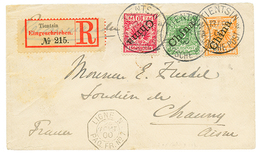 1052 1900 5pf + 10pf + 25pf Canc.TIENTSIN + LIGNE N PAQ FR N°7 On REGISTERED Envelope To FRANCE. Superb. - China (kantoren)