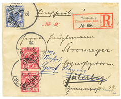1100 1898 10pf(x2) + 20pf Canc. TSINTANFORT On REGISTERED Envelope To GERMANY. Vvf. - Kiautchou