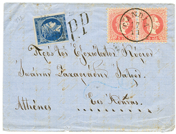 1140 1873 AUSTRIAN LEVANT 5s(x2) Canc. CANDIA + GRECE 20l On Entire Letter To ATHENS. Vvf. - Sonstige & Ohne Zuordnung