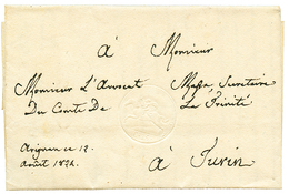 1169 SARDINIA - CAVALINI : 1824 15c(n°4) On Entire Letter(light Crease) From AVIGNANO To TORINO. Vvf. - Unclassified