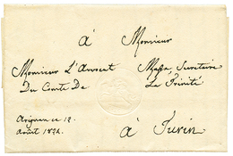 1169 SARDINIA - CAVALINI : 1824 15c(n°4) On Entire Letter(light Crease) From AVIGNANO To TORINO. Vvf. - Ohne Zuordnung