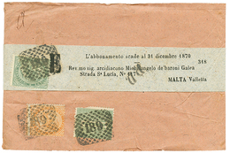 1181 "PRINTED MATTER Rate To MALATA" : 1870 1c(fault) + 5c + 10c Canc. 189 On Complete PRINTED MATTER To MALTA. Scarce.  - Zonder Classificatie