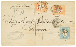 1182 1871 ITALY POSTAGE DUES 1L + 30c+ 40c Canc. GENOVA On Cover From MONTEVIDEO ( URUGUAY ). Vvf. - Zonder Classificatie